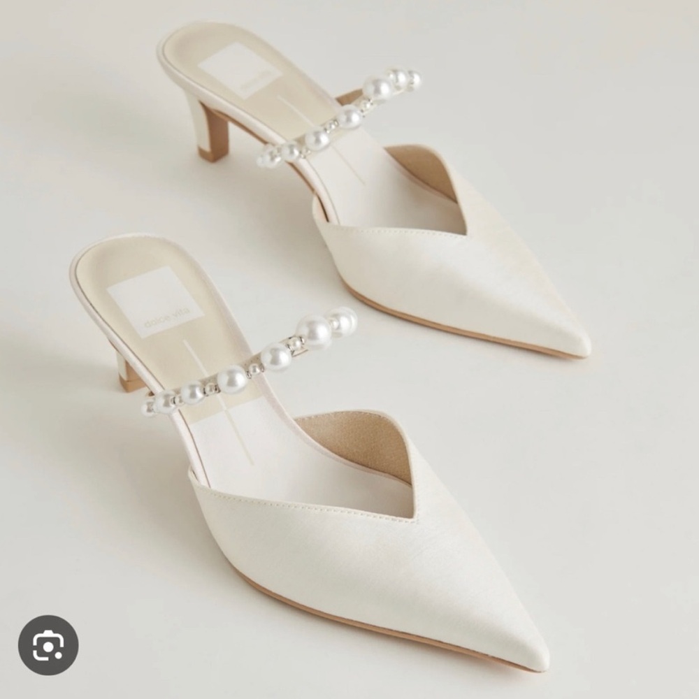 Dolce Vita Cream Mules with Pearl Details